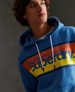 Superdry Core Stripe Férfi Kapucnis Pulóver Kék | MKXLH2570